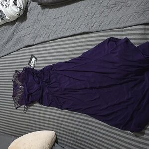 Formal long dress, dark purple, size 6, sequin details around neck.